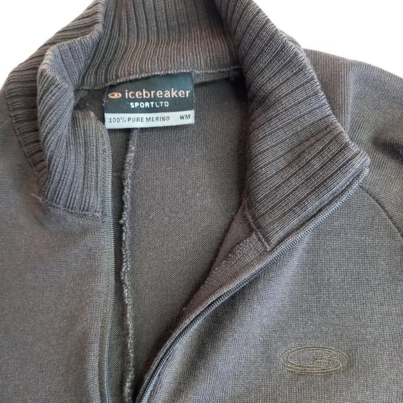 Icebreaker Merino Wool Brown Zip Neck Sweater (M) - Picture 3 of 9
